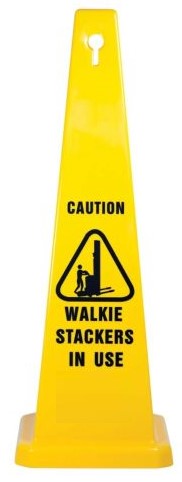 890mm Safety Cone, Caution Walkie Stacker In Use