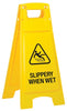 Plastic Sign Stand, Double Sided, Slippery When Wet
