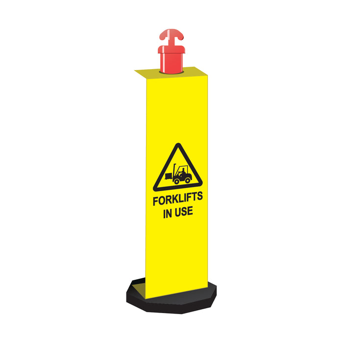 Corflute Bollard Sign, Forklifts In Use, 1200 x 300mm