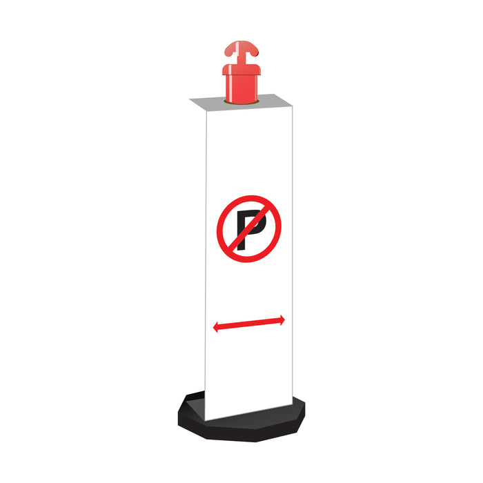 Corflute Bollard Sign, No Parking (Symbolic) Left & Right Arrows, 1200 x 300mm