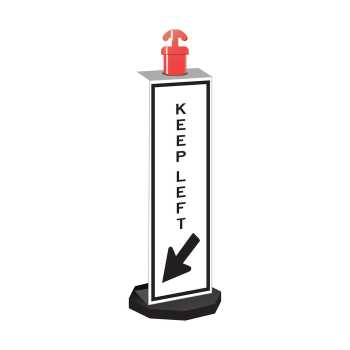 Corflute Bollard Sign, Keep Left (With Arrow), 1200 x 300mm