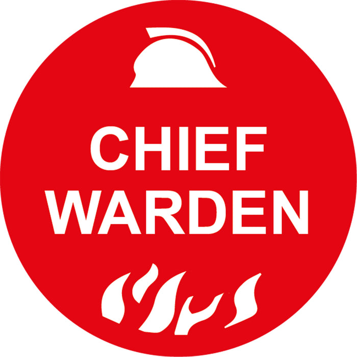 Chief Warden, 50mm Round Hardhat Stickers, Pack/12