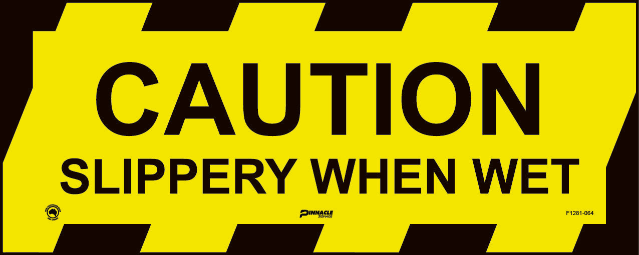 Floor Graphics, Self Adhesive, Anti-Slip, Caution Slippery When Wet, 450 x 180mm