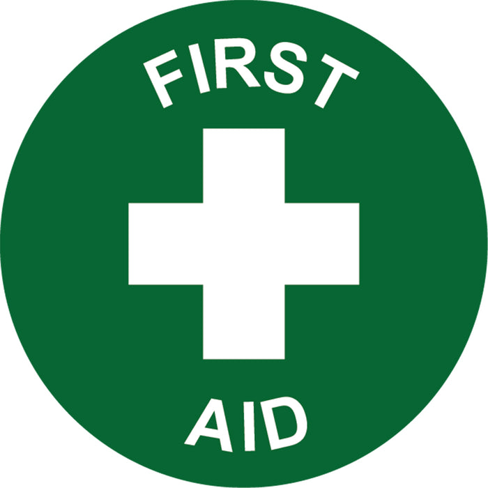 First Aid (Picto), 50mm Round Hardhat Stickers, Pack/12