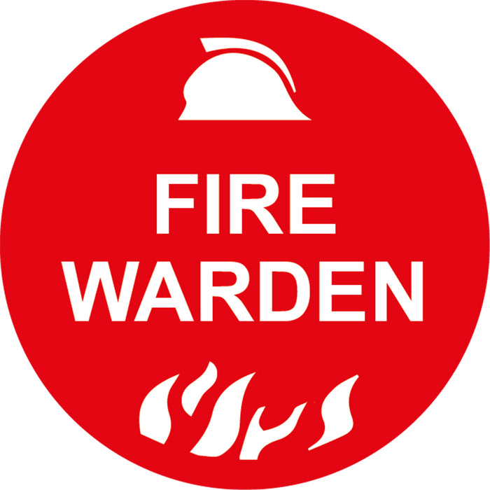 Fire Warden, 50mm Round Hardhat Stickers, Pack/12