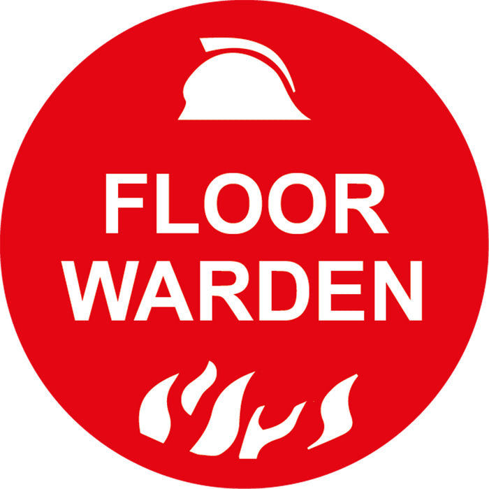 Floor Warden, 50mm Round Hardhat Stickers, Pack/12