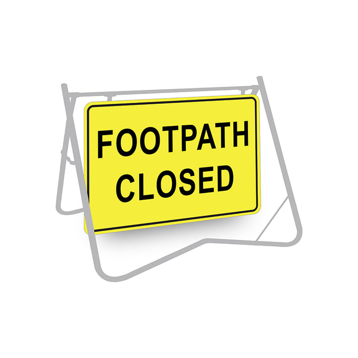 Footpath Closed, 900 x 600mm Metal, Class 1 Reflective, Swing Stand