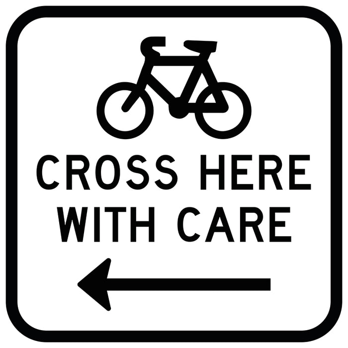 Bicycles Cross Here With Care Left (Picto)