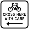 Bicycles Cross Here With Care Left (Picto)