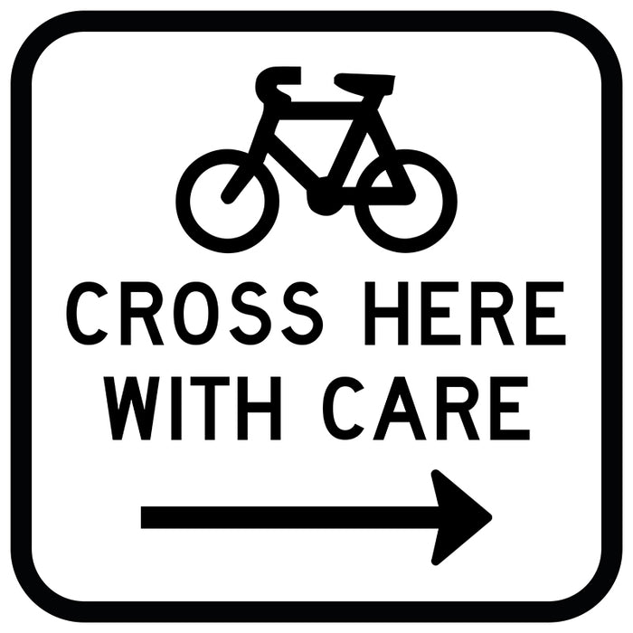 Bicycles Cross Here With Care Right (Picto)