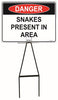 Bull Stake Lawn Sign Kit, Danger Snakes Present In This Area, 695mm Tall, 400 x 300mm Sign