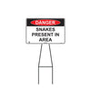 Bull Stake Lawn Sign Kit, Danger Snakes Present In This Area, 695mm Tall, 400 x 300mm Sign