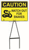 Bull Stake Lawn Sign Kit, Caution Watch Out For Snakes, 695mm Tall, 400 x 300mm Sign