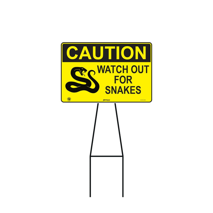 Bull Stake Lawn Sign Kit, Caution Watch Out For Snakes, 695mm Tall, 400 x 300mm Sign