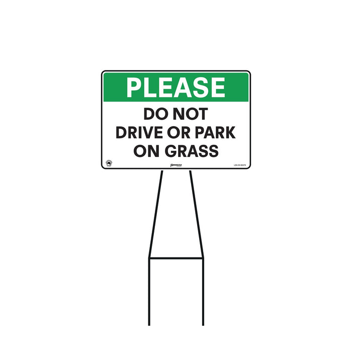 Bull Stake Lawn Sign Kit, Please Do Not Drive Or Park On Grass, 695mm Tall, 400 x 300mm Sign