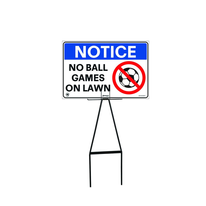 Bull Stake Lawn Sign Kit, Notice No Ball Games On Lawn, 695mm Tall, 400 x 300mm Sign