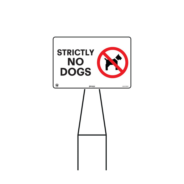 Bull Stake Lawn Sign Kit, Strictly No Dogs, 695mm Tall, 400 x 300mm Sign