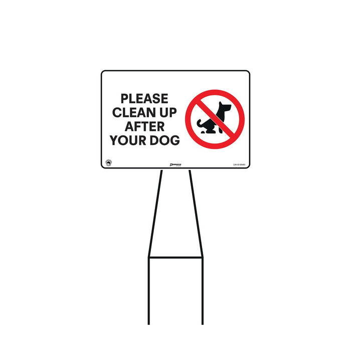 Bull Stake Lawn Sign Kit, Please Clean Up After Your Dog, 695mm Tall, 400 x 300mm Sign