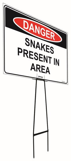 Mega Stake Lawn Sign Kit, Danger Snakes Present In This Area, 855mm Ta ...