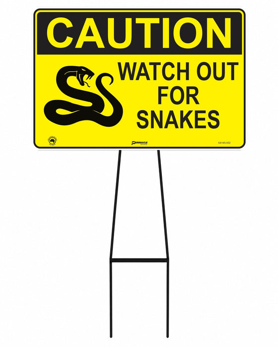 Mega Stake Lawn Sign Kit, Caution Watch Out For Snakes, 855mm Tall, 600 x 400mm Sign