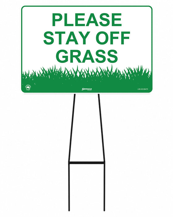Mega Stake Lawn Sign Kit, Please Stay Off The Grass, 855mm Tall, 600 x 400mm Sign