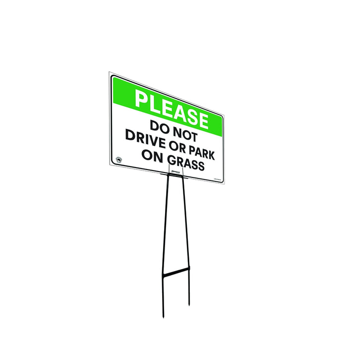 Mega Stake Lawn Sign Kit, Please Do Not Drive Or Park On Grass, 855mm Tall, 600 x 400mm Sign