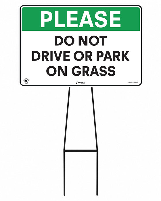 Mega Stake Lawn Sign Kit, Please Do Not Drive Or Park On Grass, 855mm Tall, 600 x 400mm Sign