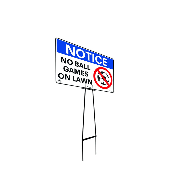 Mega Stake Lawn Sign Kit, Notice No Ball Games On Lawn, 855mm Tall, 600 x 400mm Sign