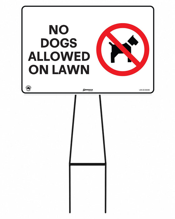 Mega Stake Lawn Sign Kit, No Dogs Allowed On Lawn, 855mm Tall, 600 x 400mm Sign