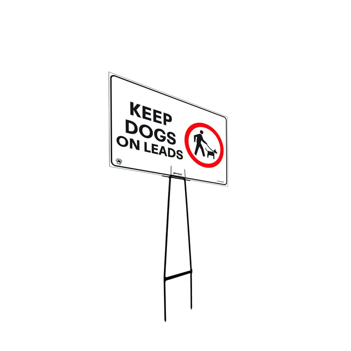 Mega Stake Lawn Sign Kit, Keep Dogs On Leads, 855mm Tall, 600 x 400mm Sign