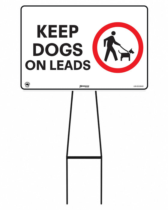 Mega Stake Lawn Sign Kit, Keep Dogs On Leads, 855mm Tall, 600 x 400mm Sign