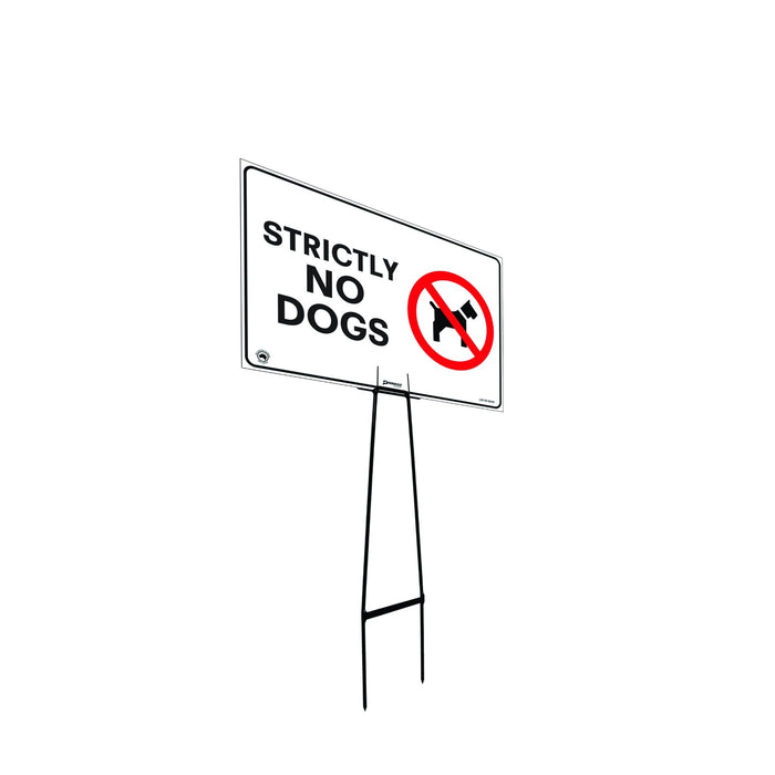 Mega Stake Lawn Sign Kit, Strictly No Dogs, 855mm Tall, 600 x 400mm Sign