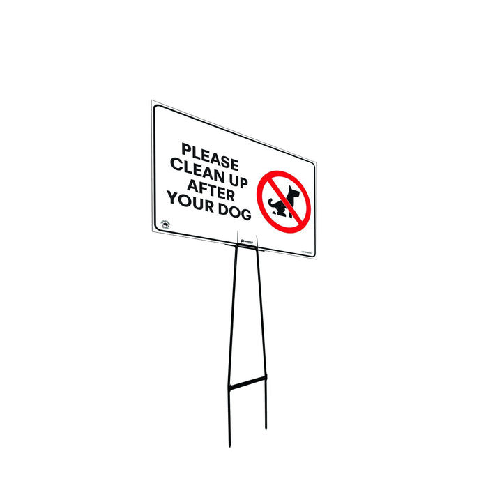 Mega Stake Lawn Sign Kit, Please Clean Up After Your Dog, 855mm Tall, 600 x 400mm Sign