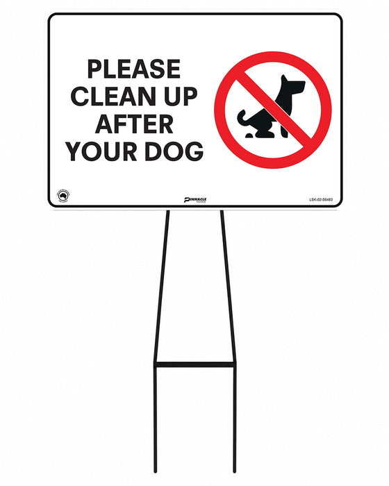 Mega Stake Lawn Sign Kit, Please Clean Up After Your Dog, 855mm Tall, 600 x 400mm Sign