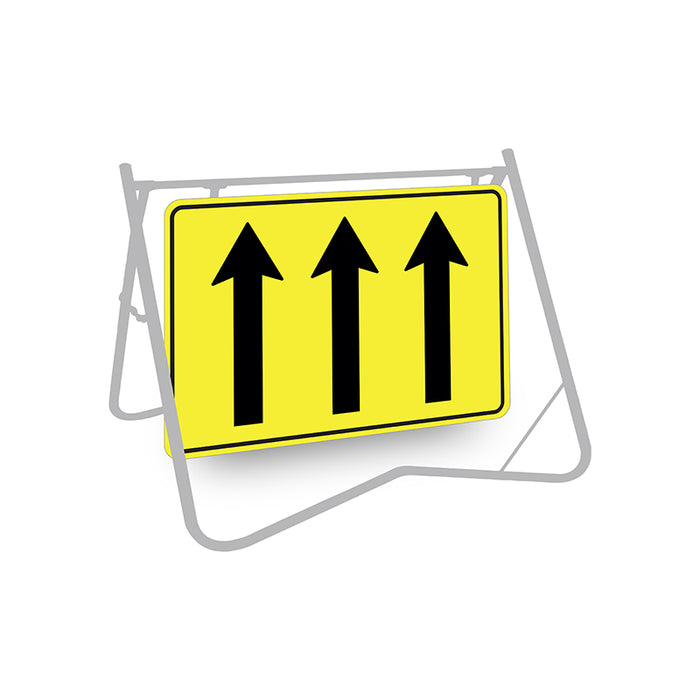 Lane Status (3 Lane Arrows), 900 x 600mm Metal, Class 1 Reflective, Swing Stand