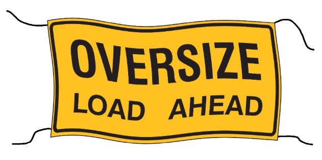 Oversize Load Ahead Banner, Class 2 Reflective Vinyl with Rope Hem, 1200 x 600mm