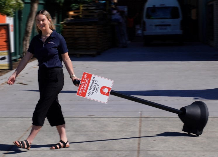 PortaPost Portable Weighted Sign Stand Base with Wheels, Black