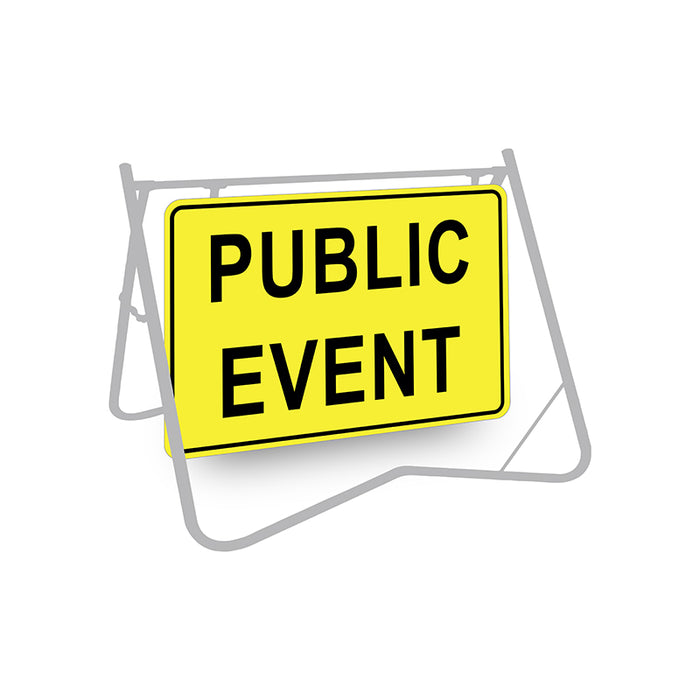 Public Event, 900 x 600mm Metal, Class 1 Reflective, Swing Stand