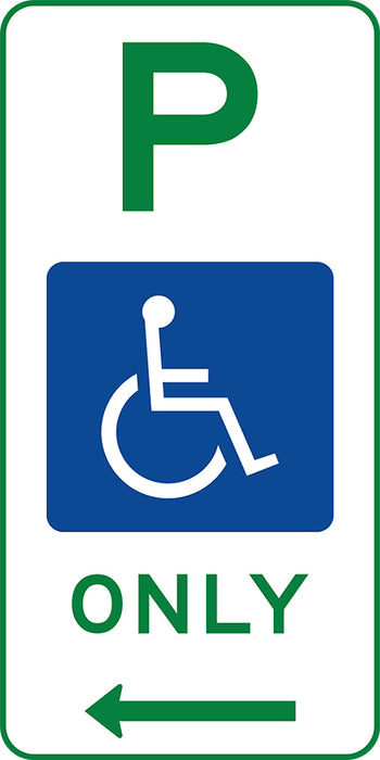 Parking Disabled Only (Symbolic Left Arrow)