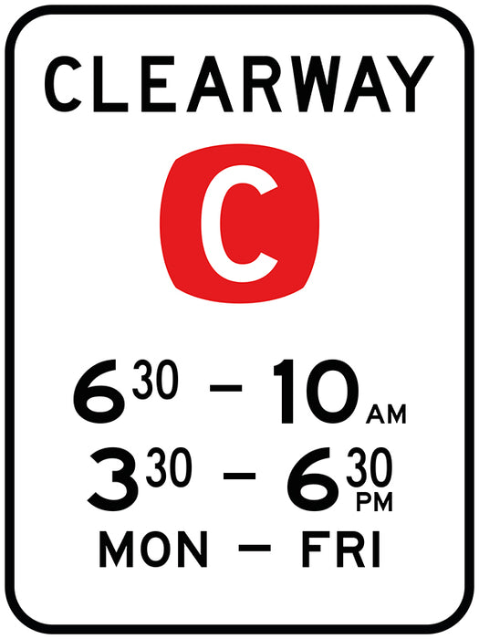 Clearway With Specific Times (States Except NSW)