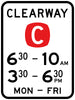 Clearway With Specific Times (States Except NSW)