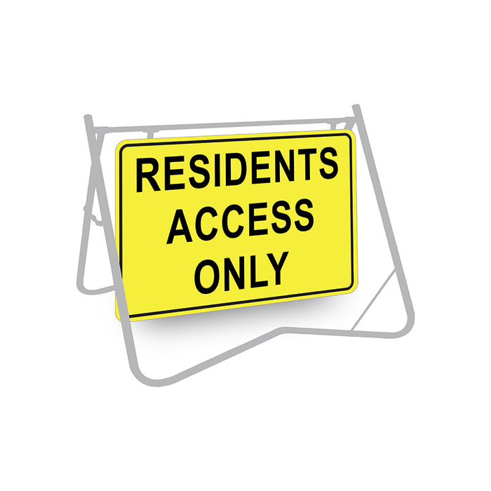 Residents Access Only, 900 x 600mm Metal, Class 1 Reflective, Swing Stand