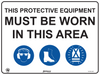 Combination Mandatory Sign, In This Area, Hearing/Eye, Footwear, Hi Vis