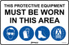 Combination Mandatory Sign, In This Area, Eye, Gloves, Footwear, Hi Vis