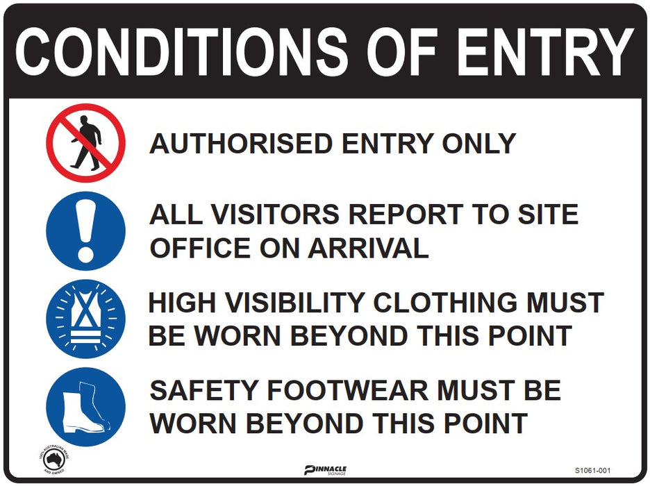 Conditions of Entry Authorised Entry Only etc... (With Pictos)