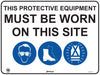 Combination Mandatory Sign, On This Site, Eye, Footwear, Hi Vis