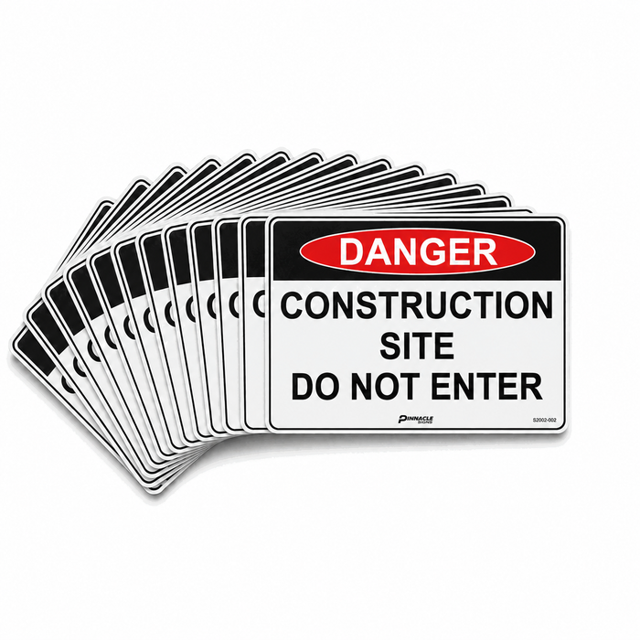 Danger Construction Site Do Not Enter, 600 x 400mm Corflute, Pack/12