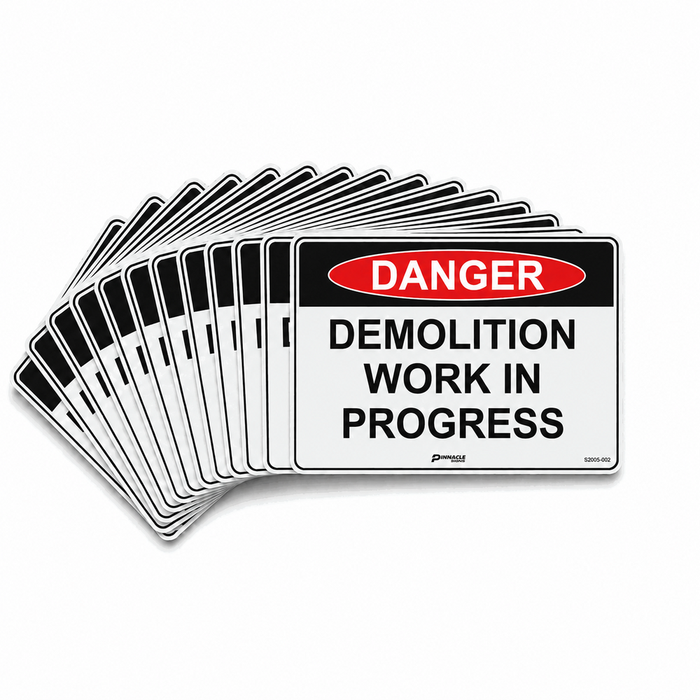 Danger Demolition Work In Progress, 600 x 400mm Corflute, Pack/12