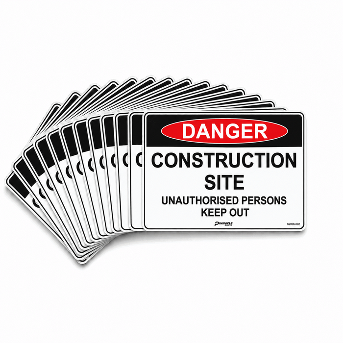 Danger Construction Site Unauthorised Persons Keep Out, 600 x 400mm Corflute, Pack/12