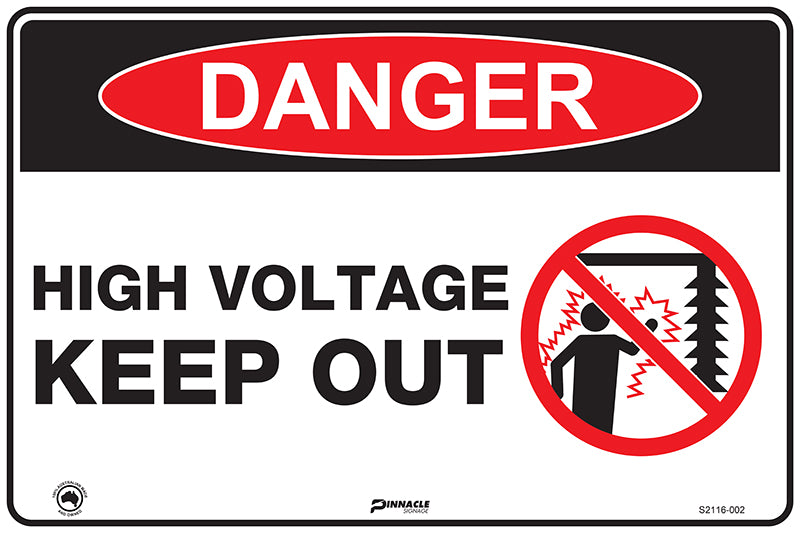 Danger High Voltage Keep Out + Symbol — Pinnacle Signage